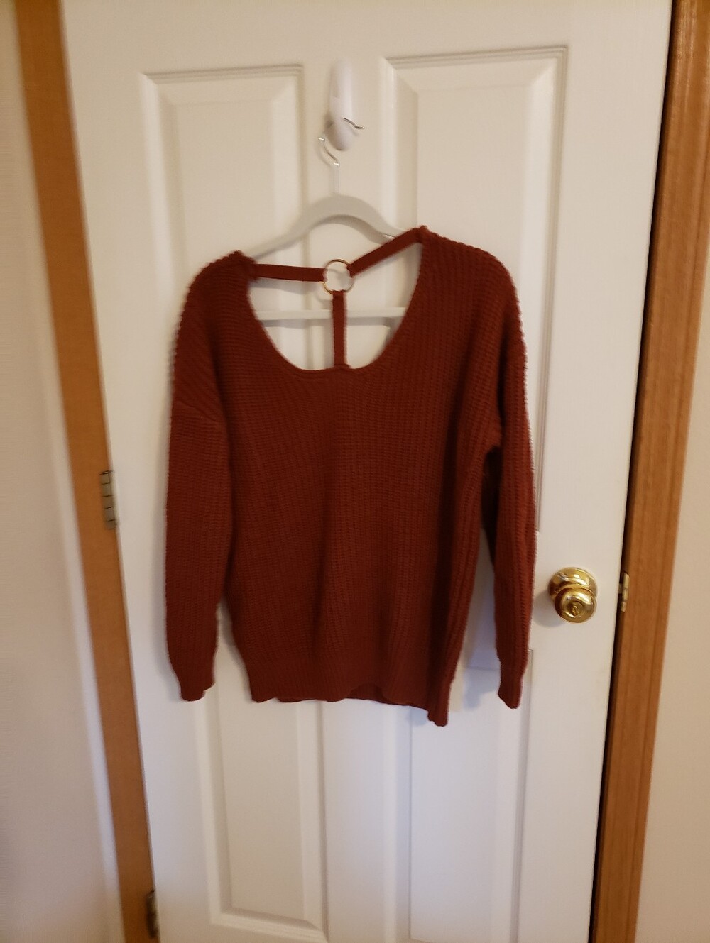 Unique Ribbed Knit Sweater With Fun Details - Cinnamon Color - Picture 4 of 7